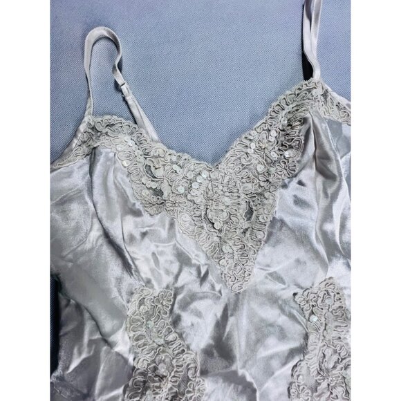 Victorias Secret Silver Lace Satin Teddy Bodysuit Lingerie S - Picture 3 of 6